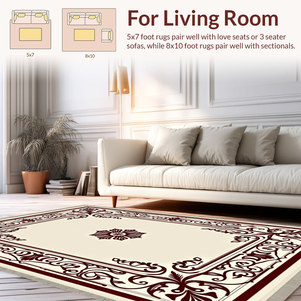 Classic Floral Bordered Ornament Rug