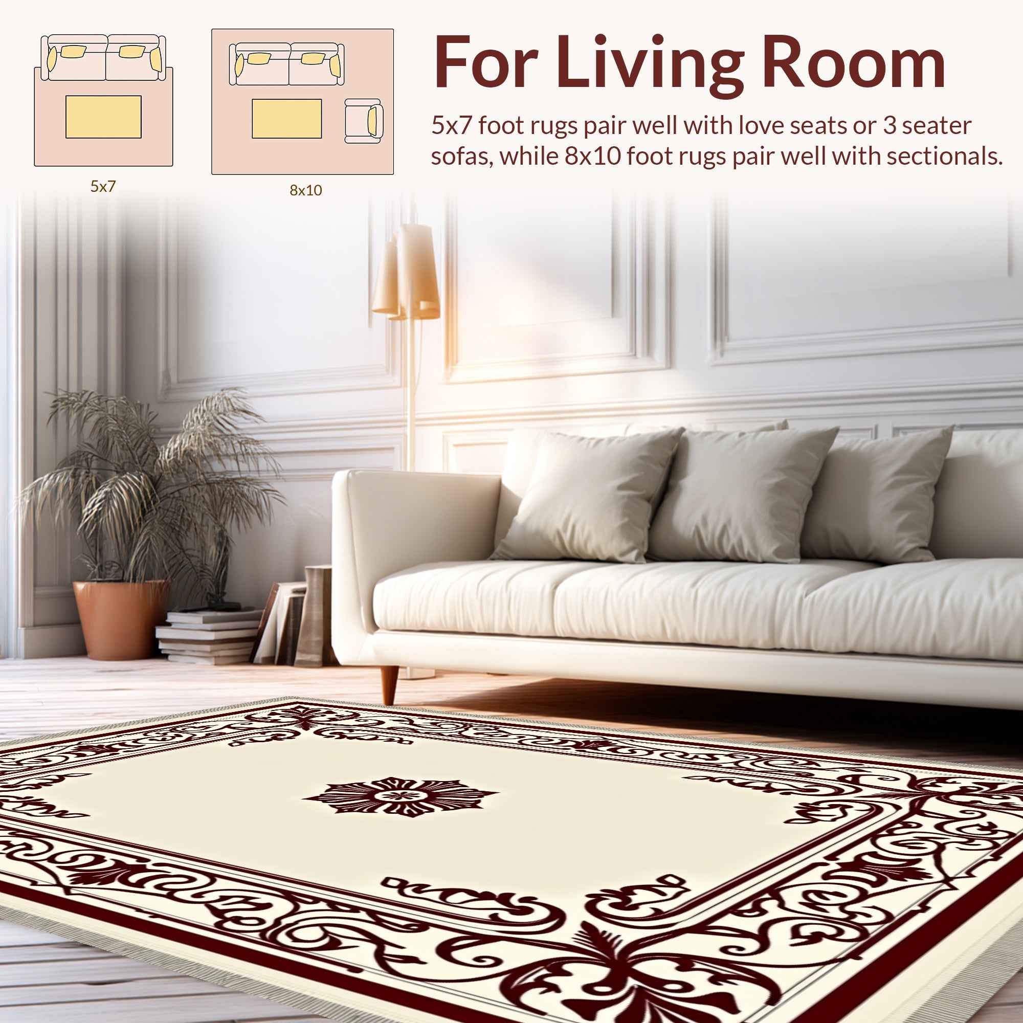 Classic Floral Bordered Ornament Rug