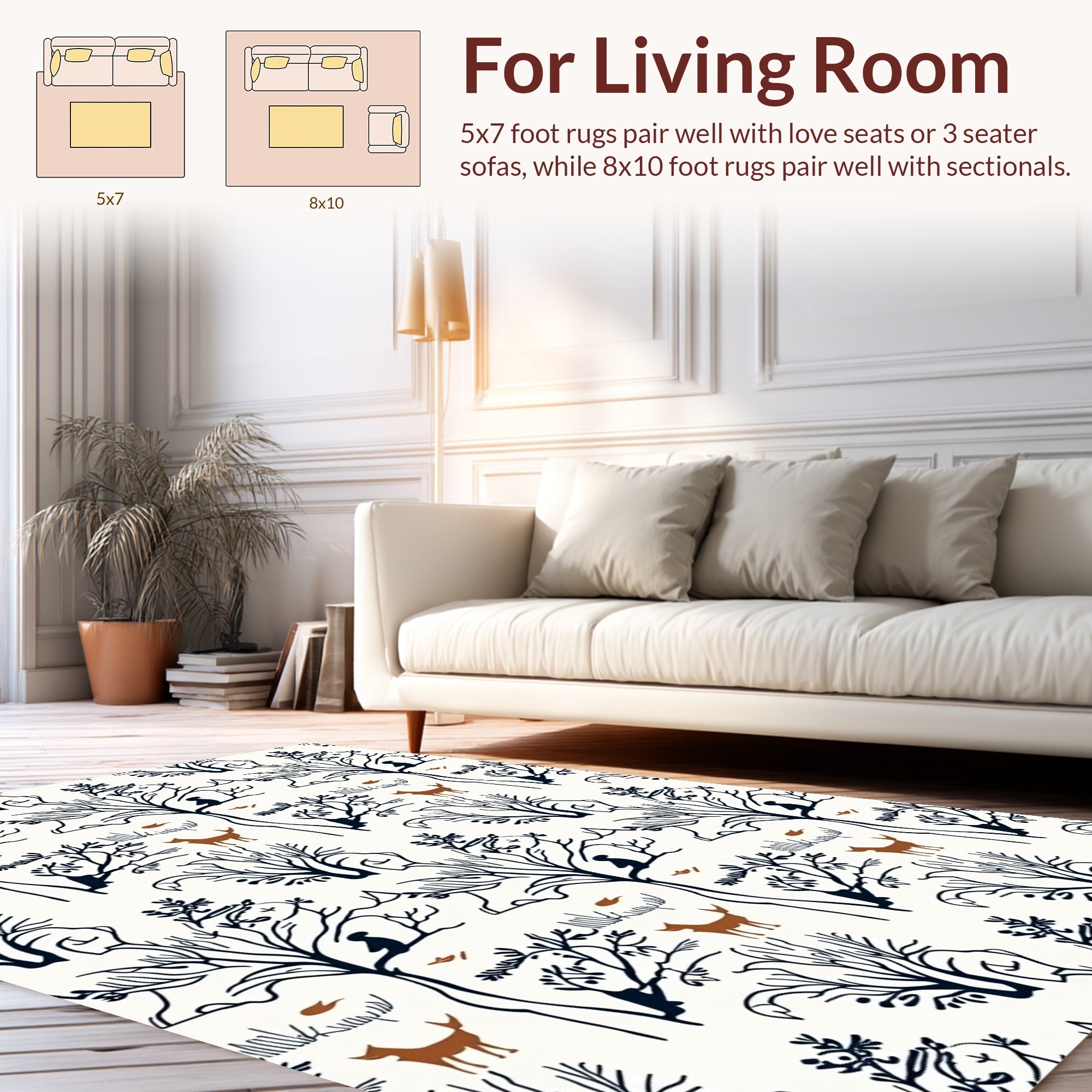 Woodland Creatures And Trees Design Rug