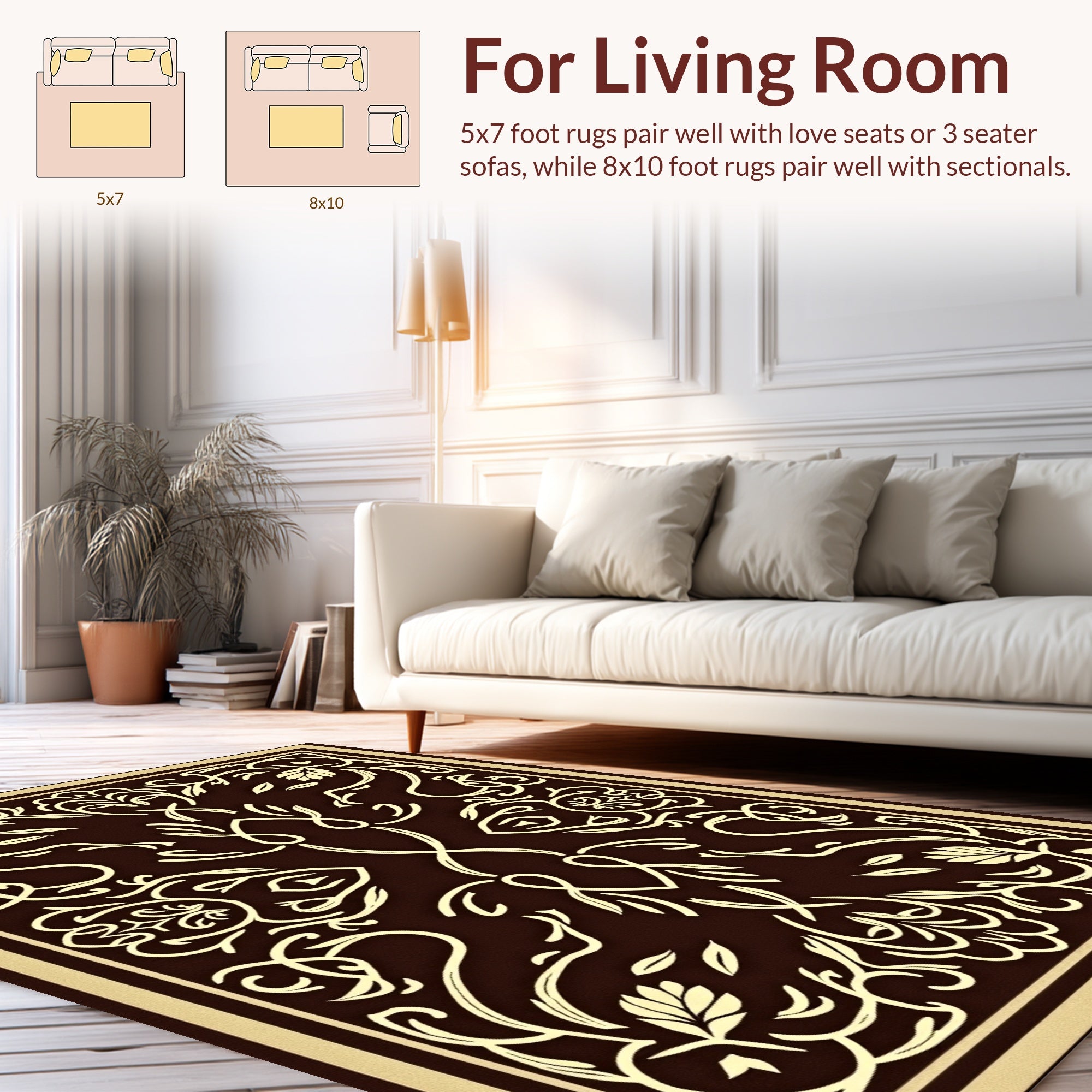 Intricate Floral Vine Dark Pattern Rug
