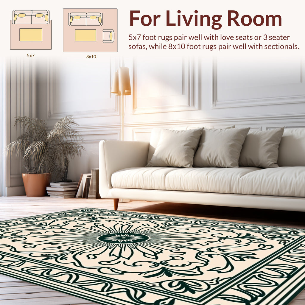Ornate Floral Sunburst Pattern Rug