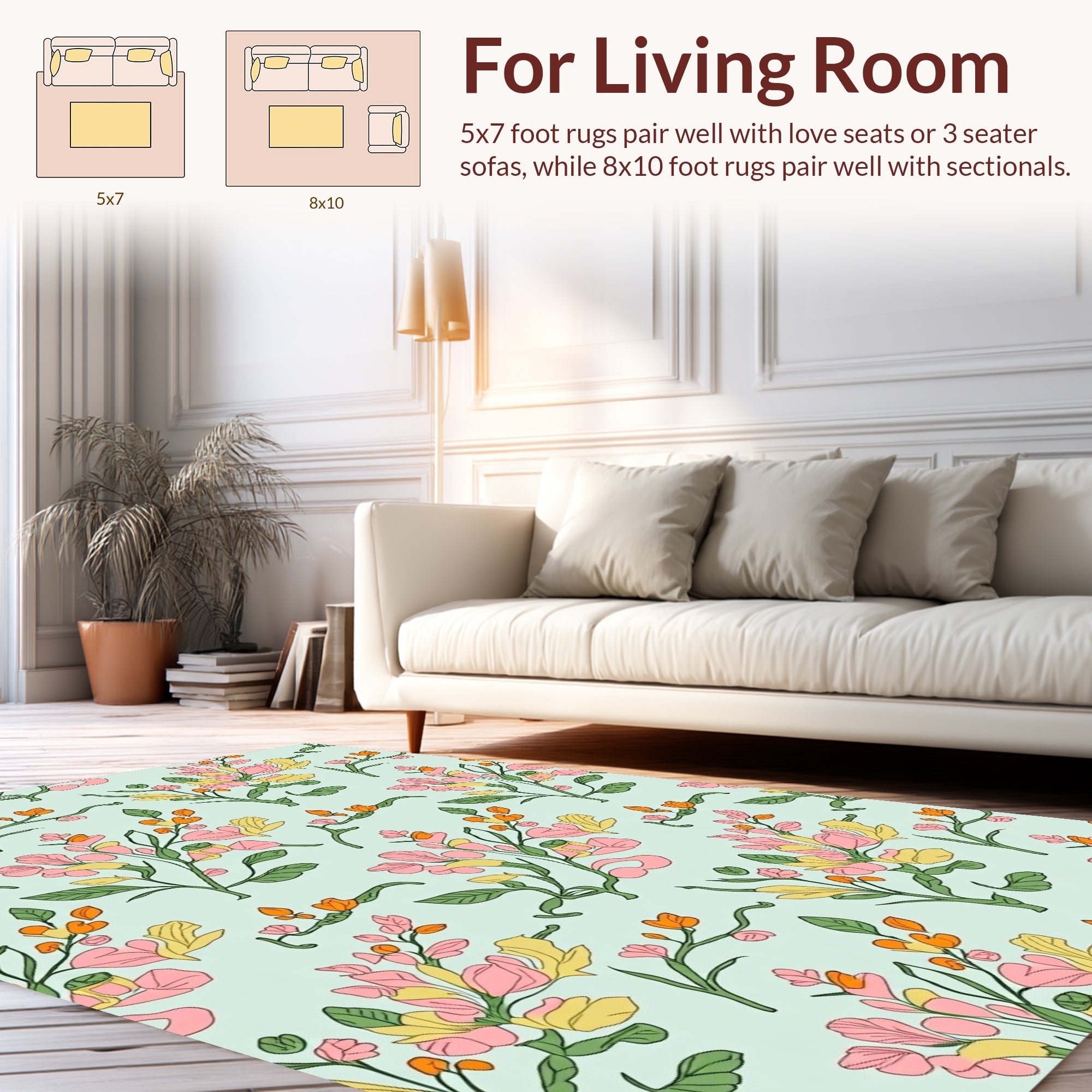 Delicate Floral Pattern With Pastel Hues Rug