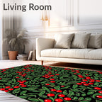 Vibrant Red Berry Leaf Garland Rug