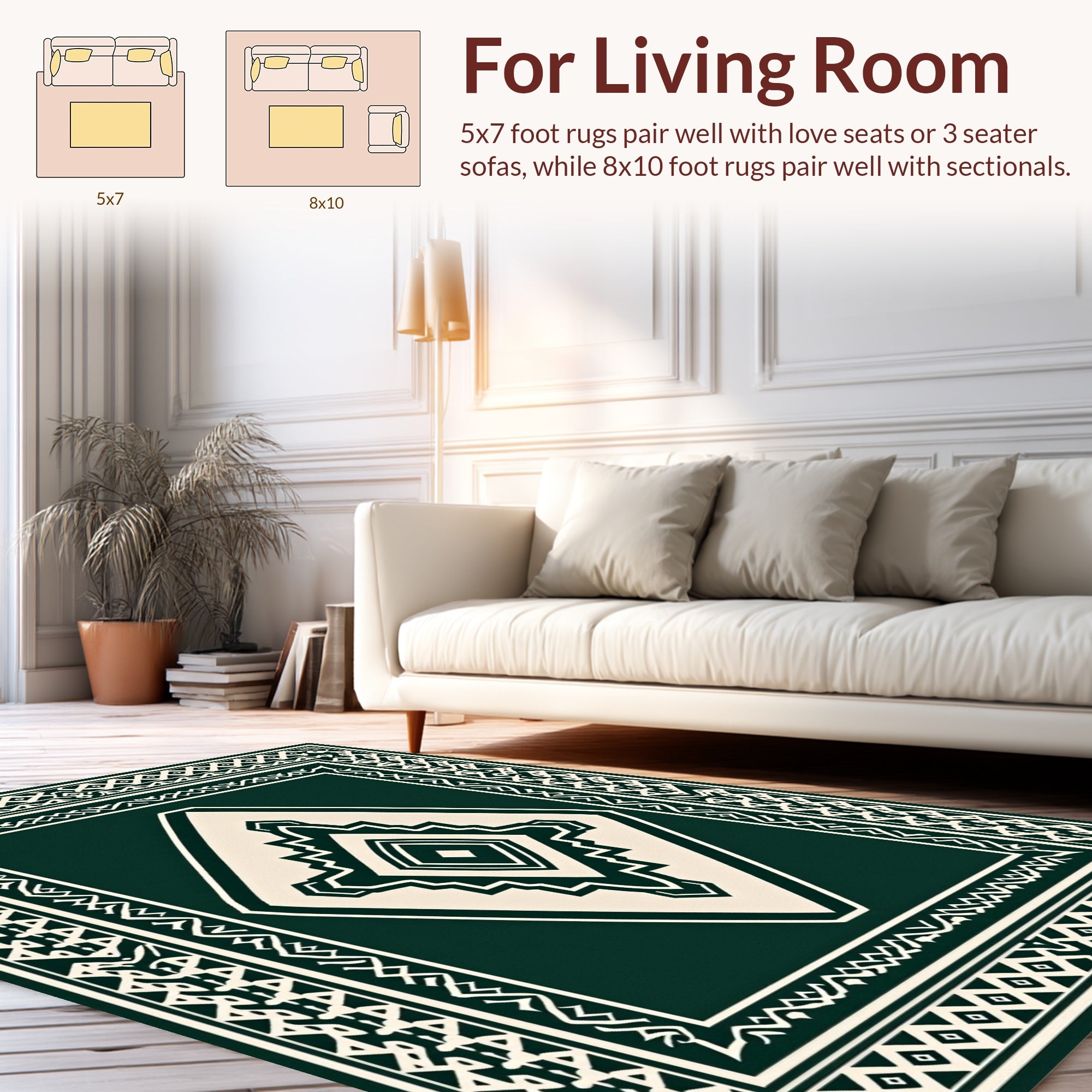 Geometric Folk Art Diamond Pattern Rug
