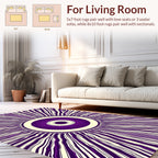 Radial Purple Cream Sunburst Design Rug