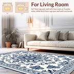 Classic Blue Floral Mandala Pattern Rug