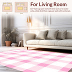 Pink White Gingham Checkered Pattern Rug