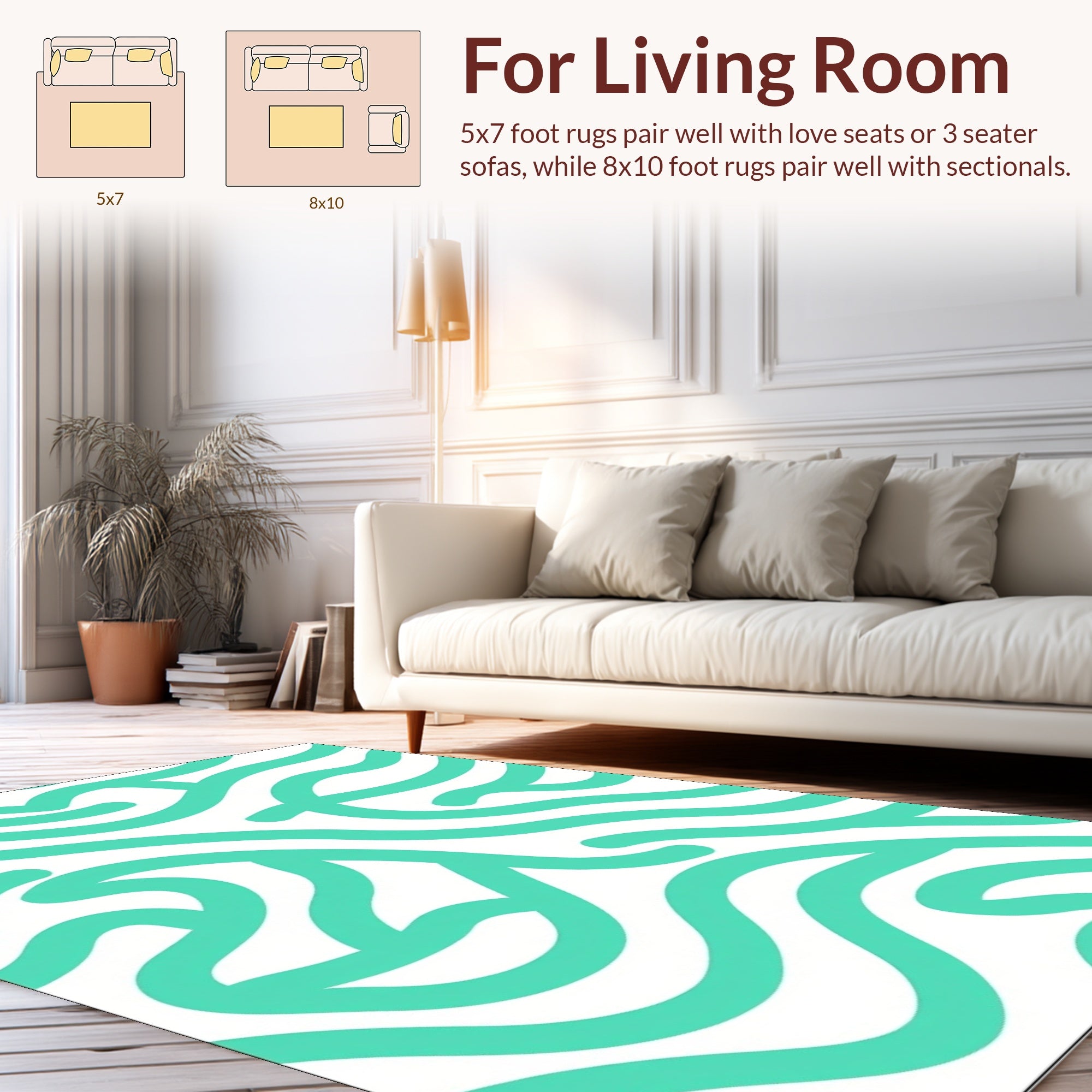 Turquoise Abstract Swirl Pattern Rug