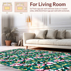 Floral Vines with Pink White Blossoms Rug