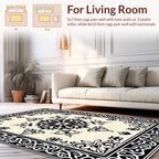 Classic Black Floral Medallion Border Rug