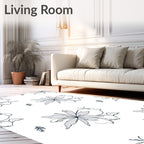 Light Gray Sketchy Floral Vine Rug