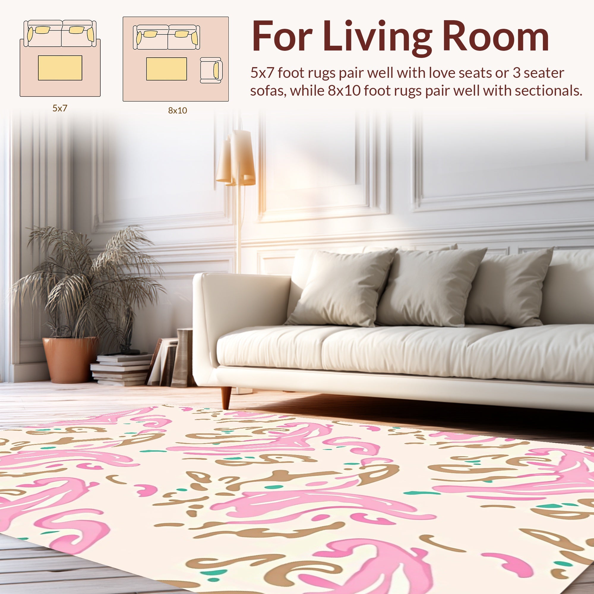 Abstract Blush and Brown Whimsical Pattern Rug