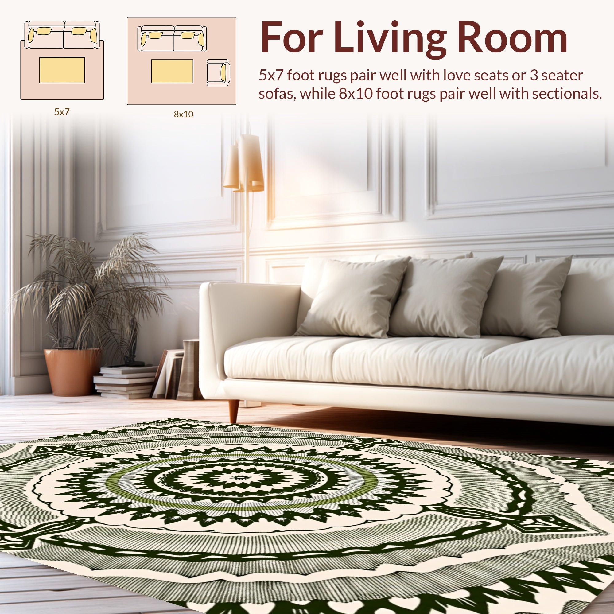 Intricate Teal Green Mandala Pattern Rug