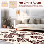 Dark Red Floral Damask Pattern Rug