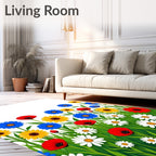 Red White Blue Yellow Floral Meadow Rug