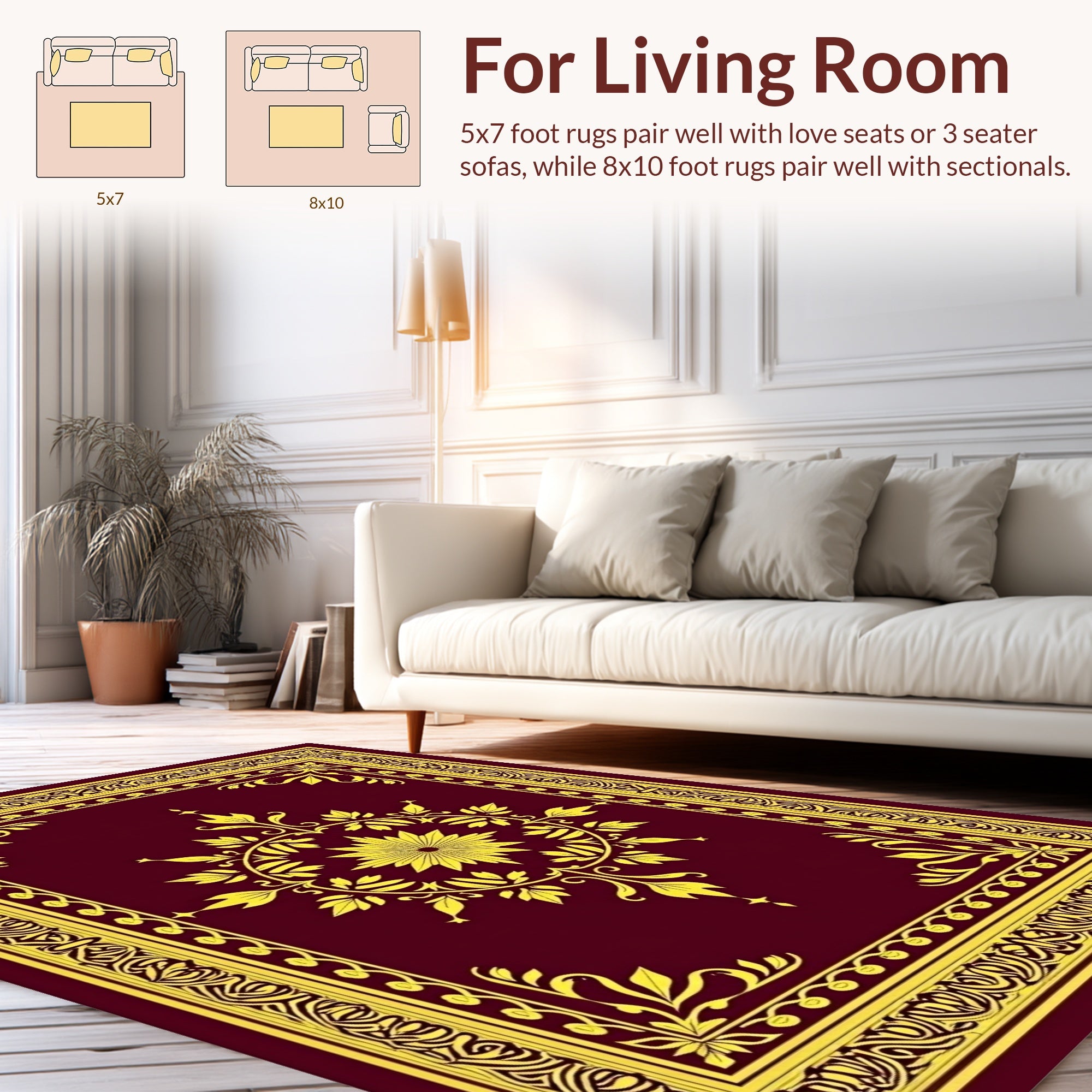 Ornate Golden Floral Vine Rug