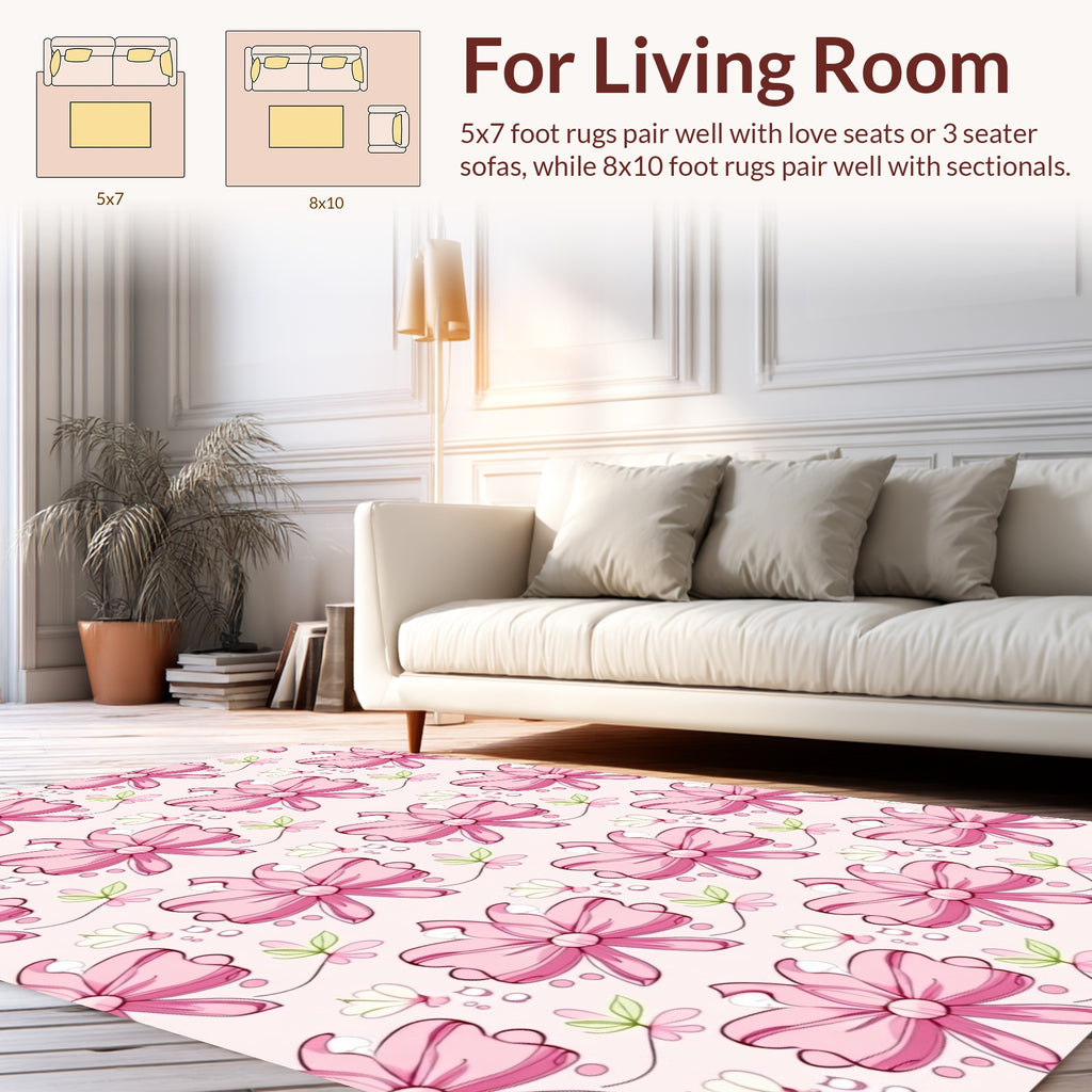 Pink Bows and Floral Accents Design Rug