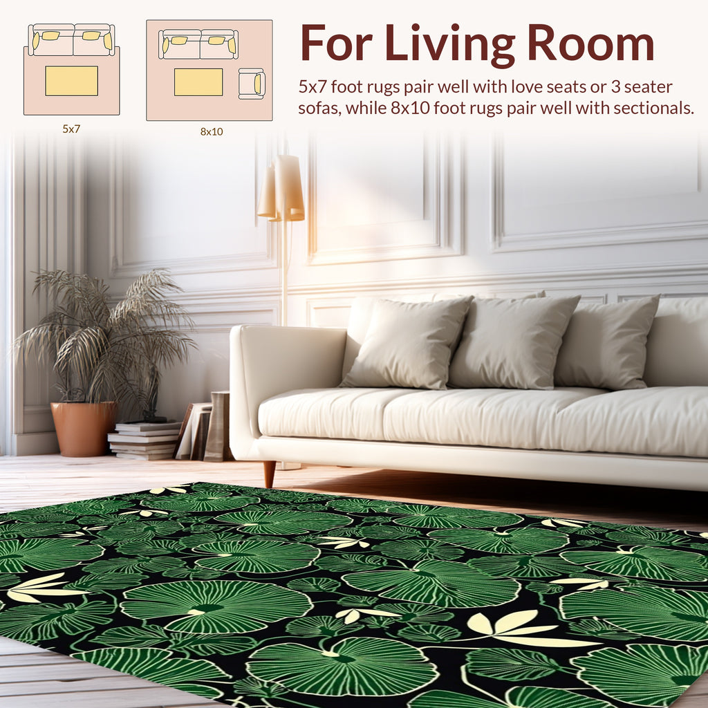 Green Leaf Vine Pattern Rug