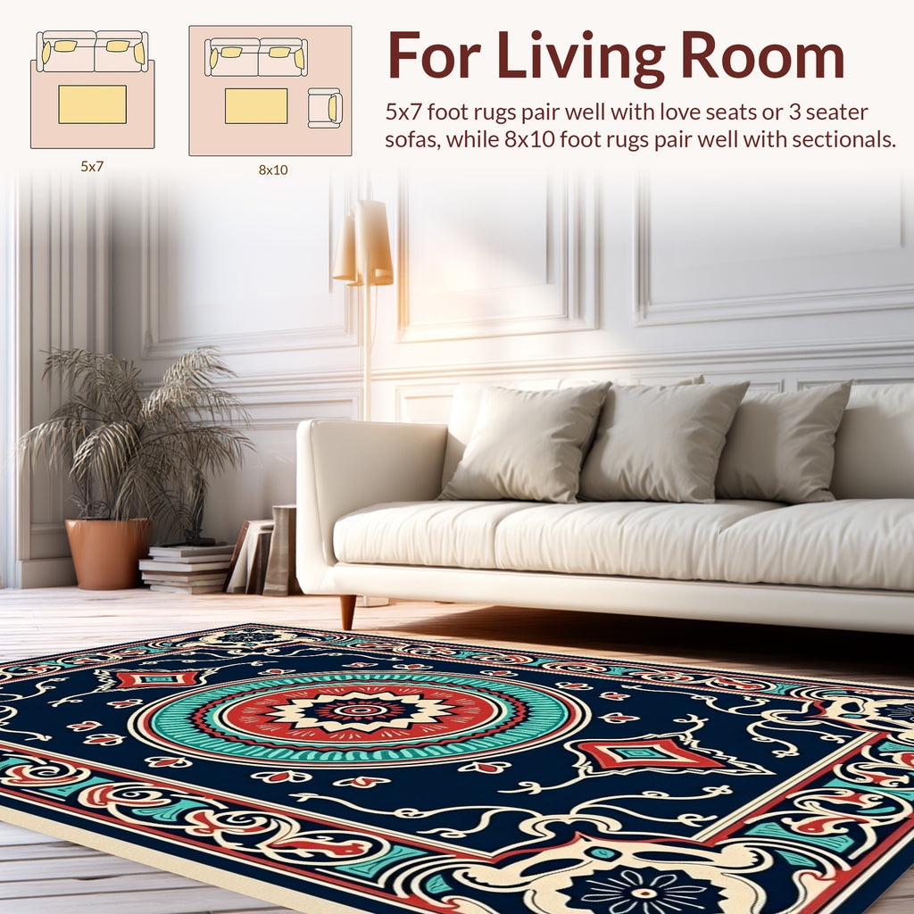 Intricate Floral Medallion Border Rug