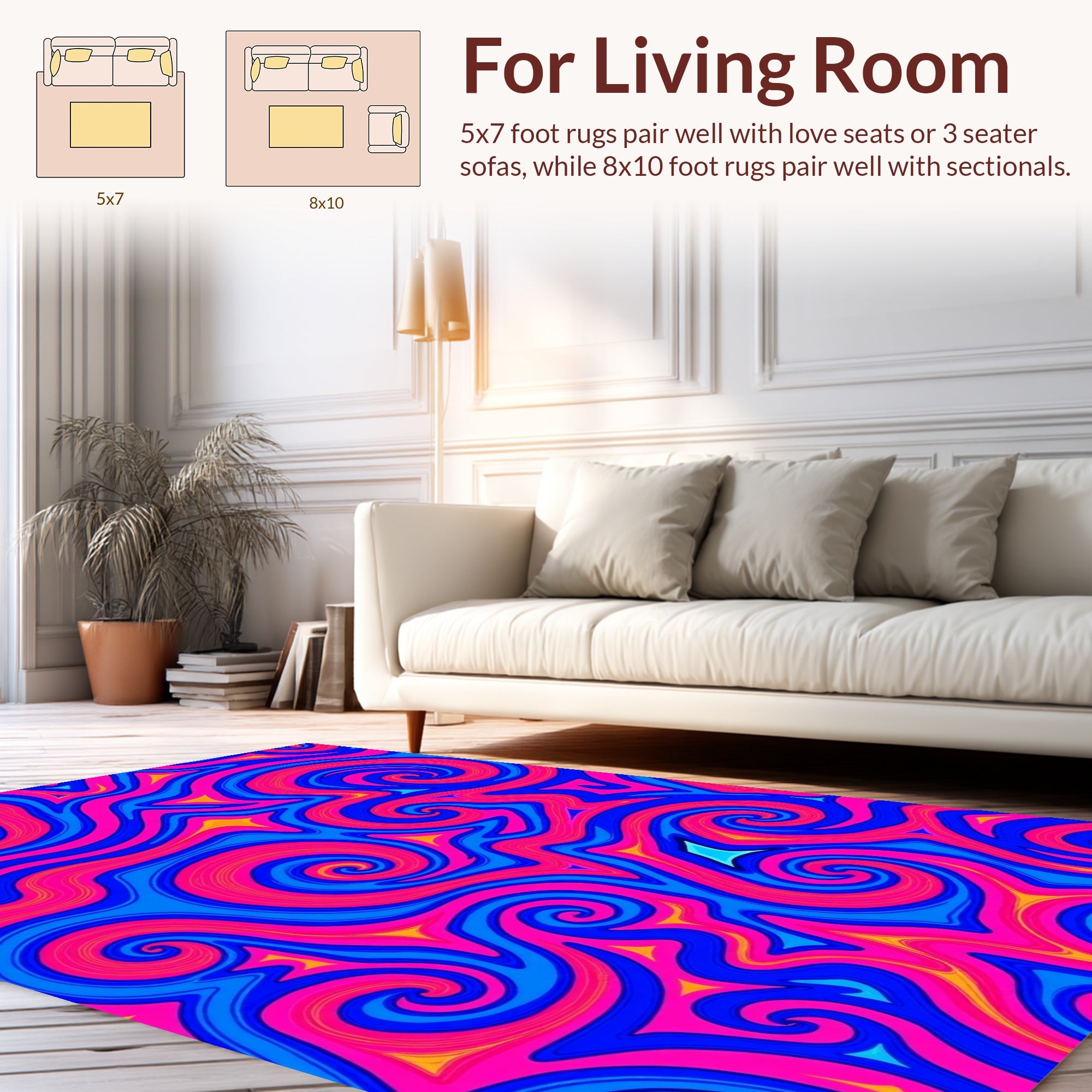 Vibrant Swirl Triangles Pattern Rug