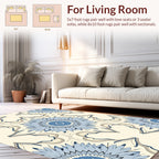 Blue Floral Medallion Patterned Rug