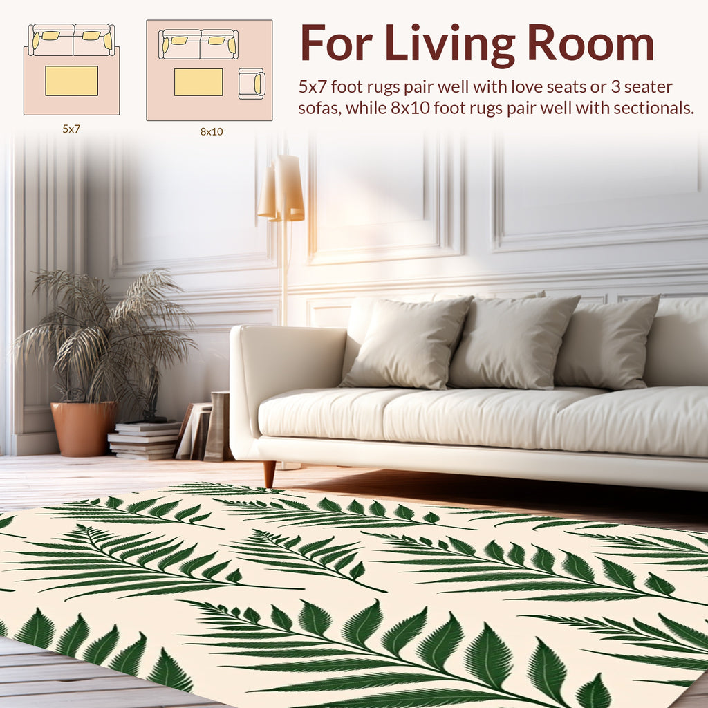 Tropical Fern Leaf Pattern Design Rug