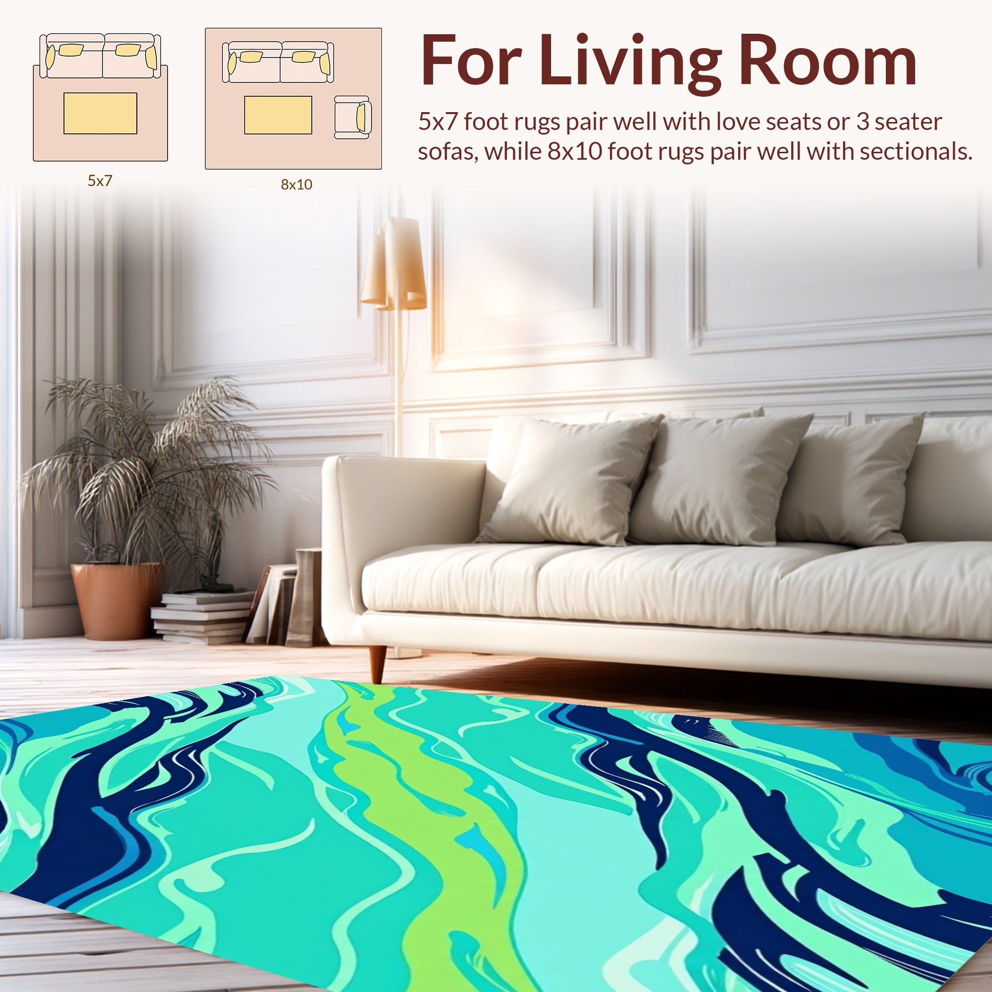 Aqua Swirls And Strokes Pattern Rug