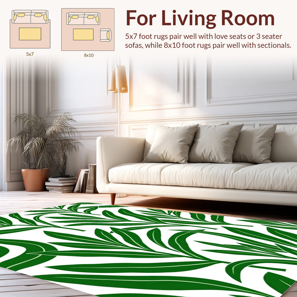 Green Leafy Pattern Rug