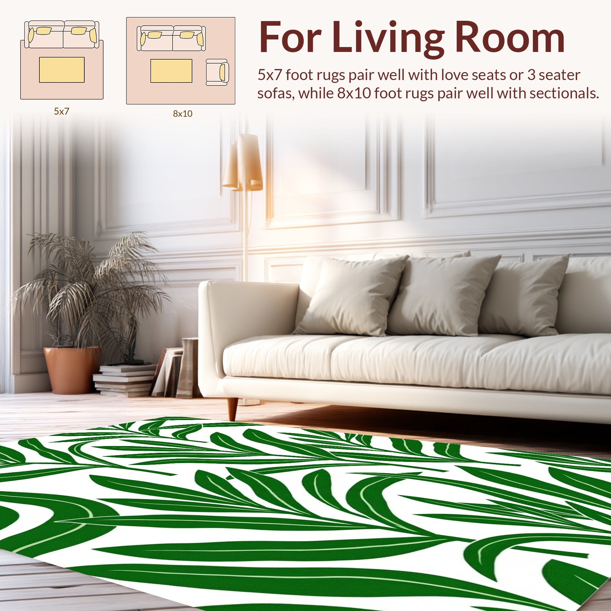 Green Leafy Pattern Rug