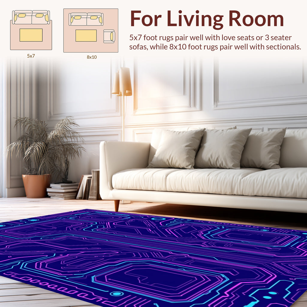Digital Circuit Board Pattern Rug