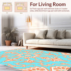 Coral Blue Floral Medallion Pattern Rug