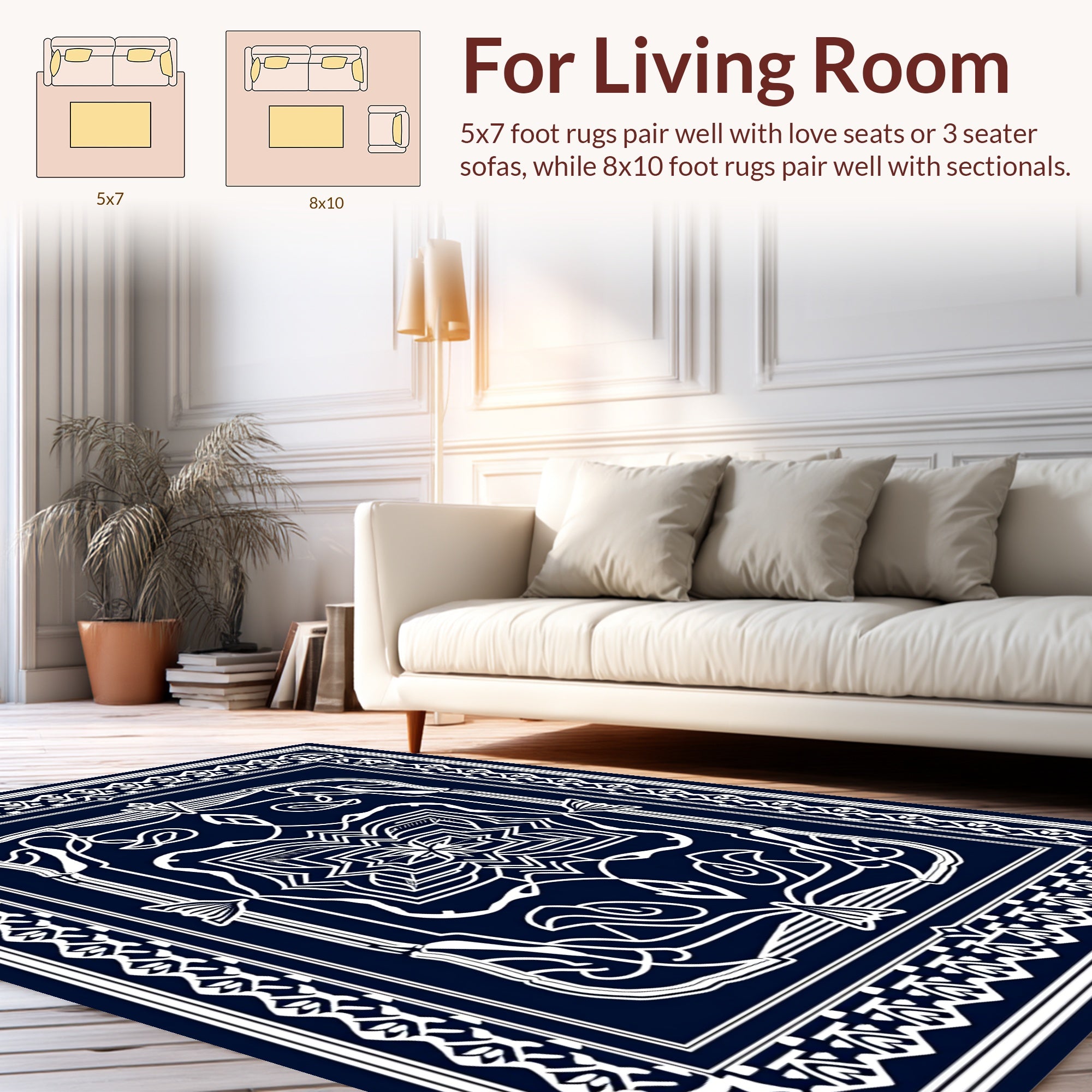 Intricate Geometric Paisley Frame Design Rug
