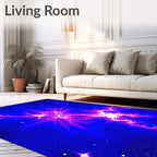 Electric Blue Cosmic Lightning Burst Rug