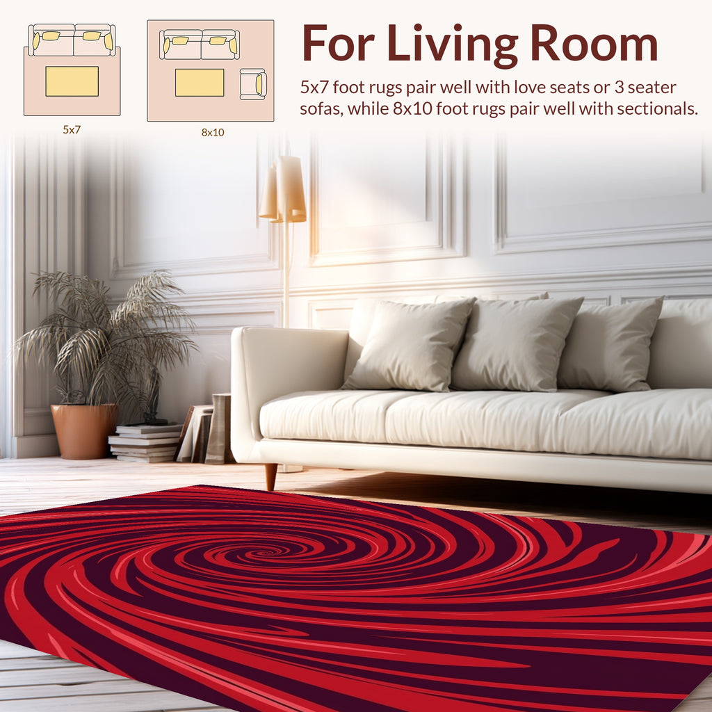 Red Swirl Abstract Pattern Rug