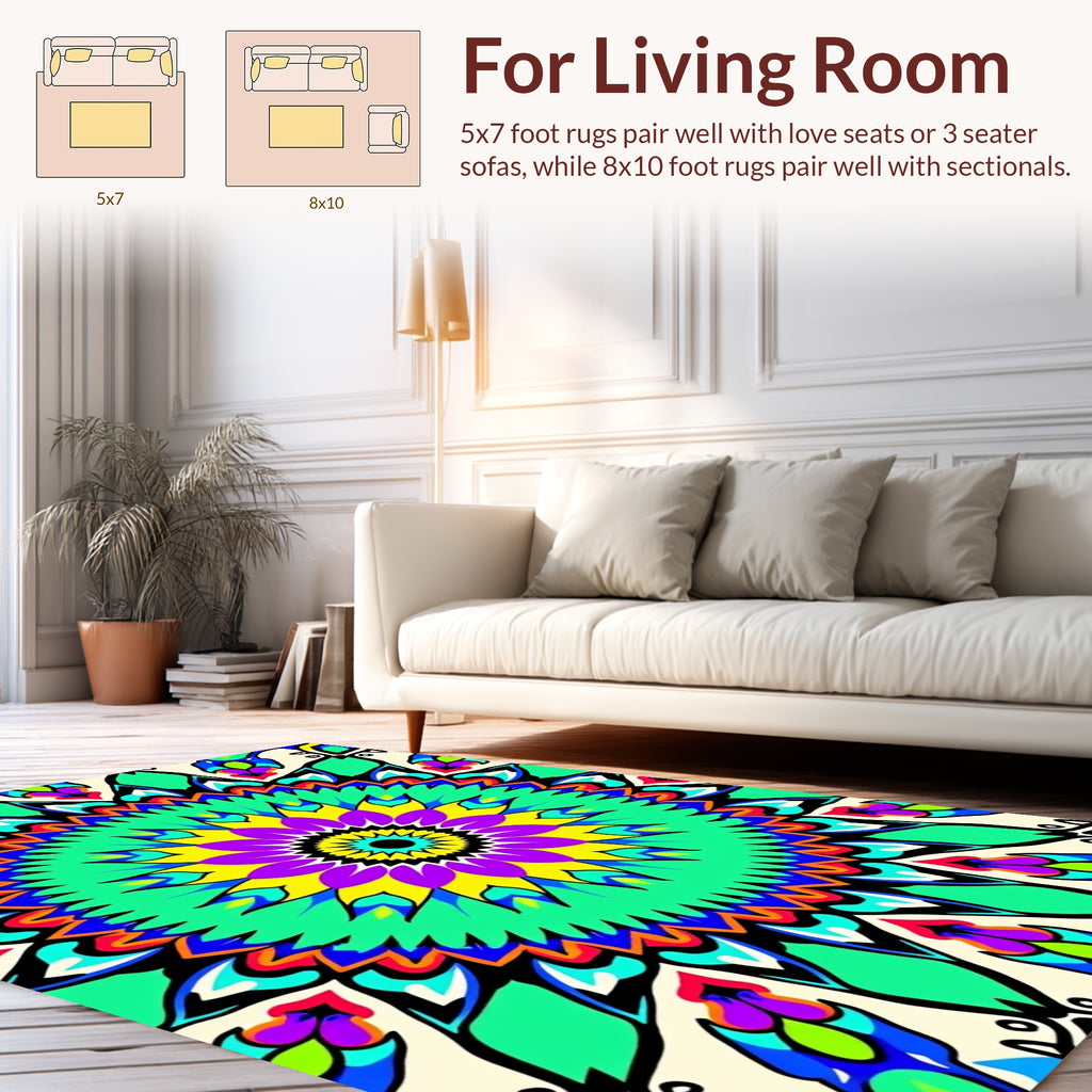 Vibrant Mandala Floral Pattern Rug