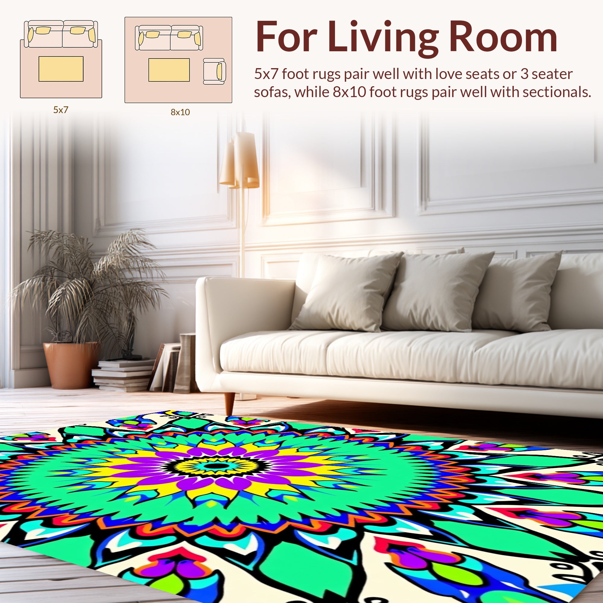 Vibrant Mandala Floral Pattern Rug