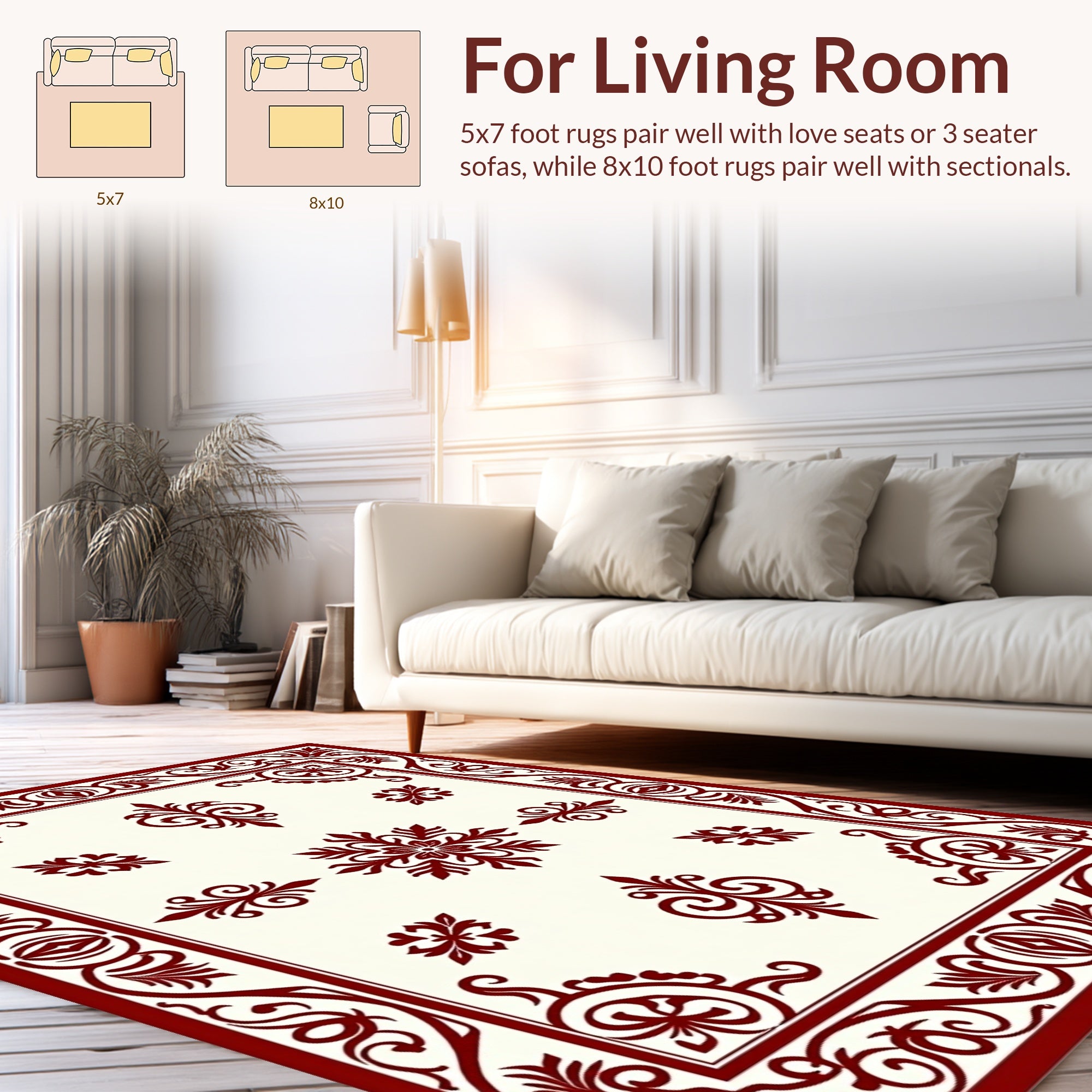 Classic Floral Scroll Work Design Rug