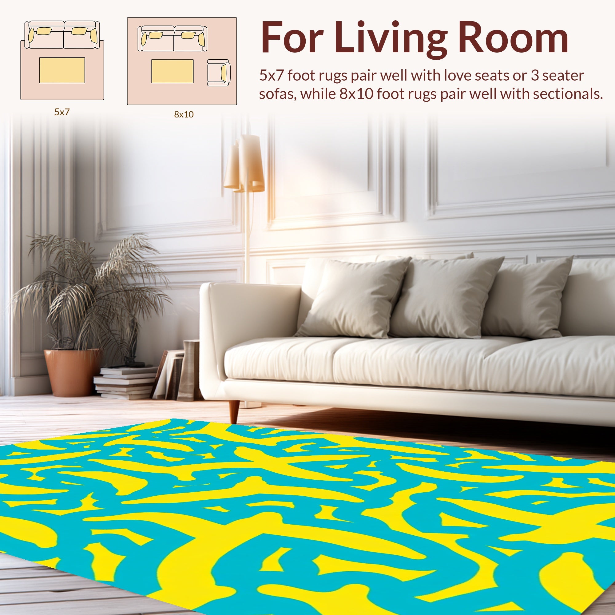 Abstract Yellow Banana Pattern Rug