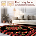 Bold Red Yellow Circular Tribal Design Rug