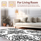 Black White Classic Damask Pattern Rug