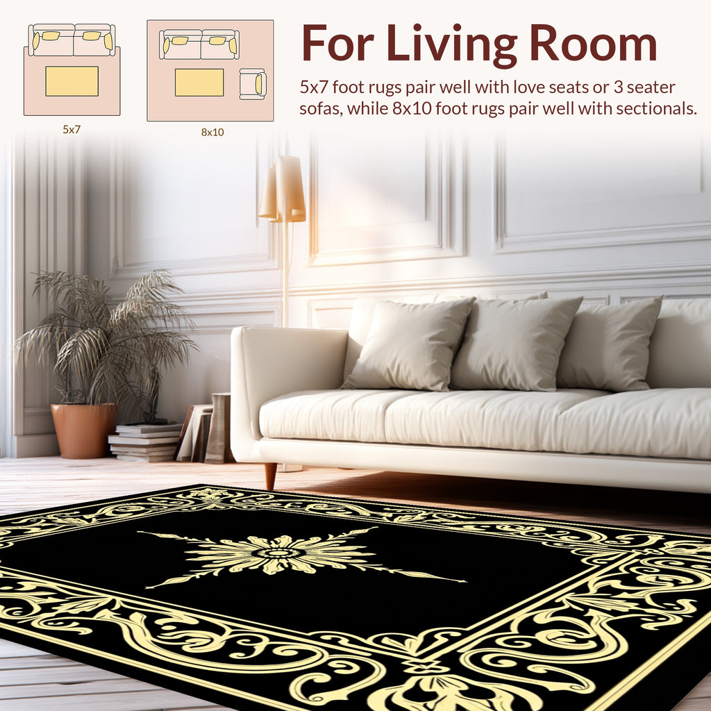 Ornate Floral Border Design Rug