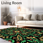 Radiant Yellow Green Floral Mandala Rug