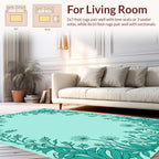 Aqua Art Nouveau Floral Vine Rug