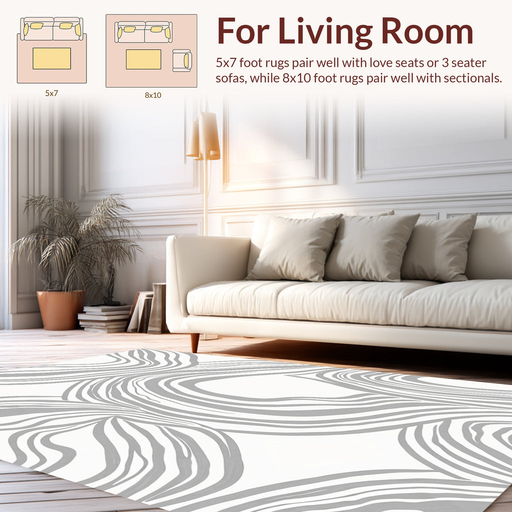 Abstract Grey Swirls Contempo Rug