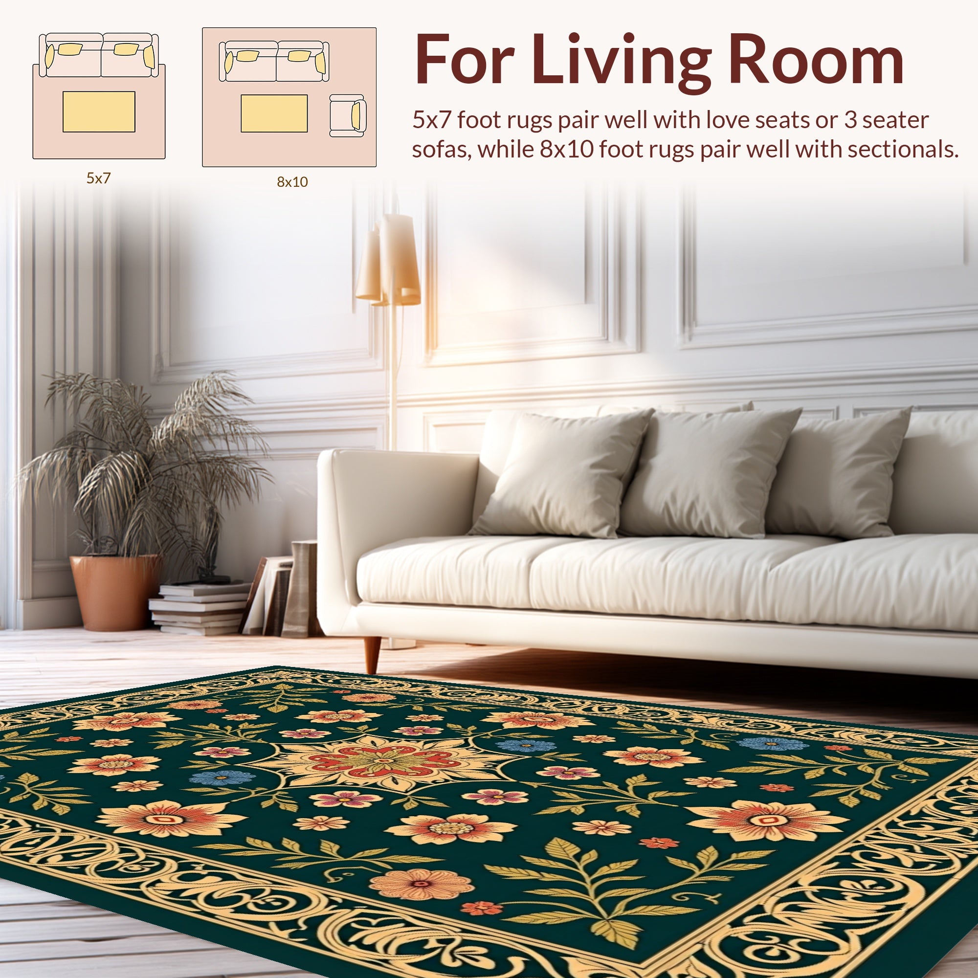 Ornate Floral Patterned Tapestry Rug