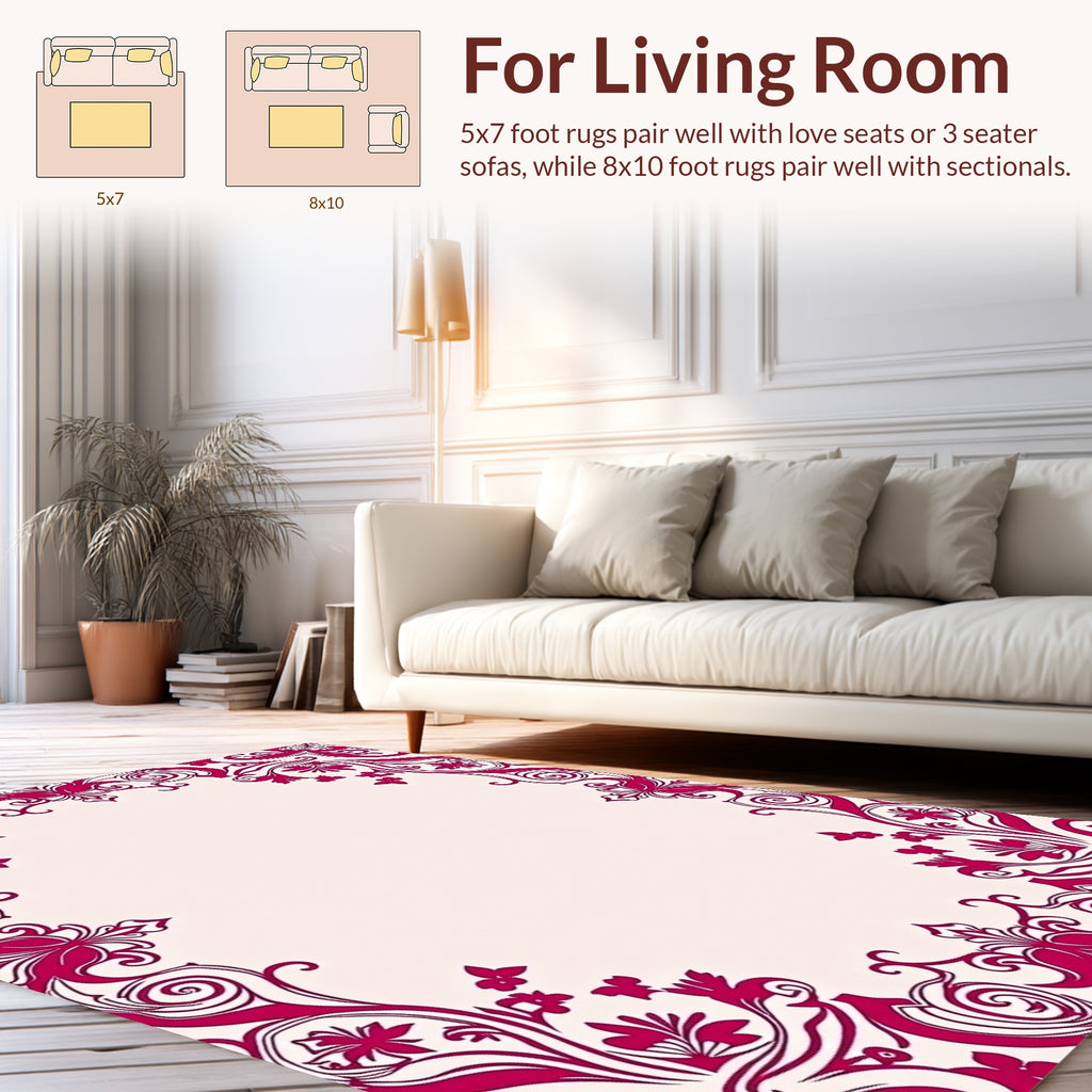 Ornate Floral Swirl Frame Design Rug