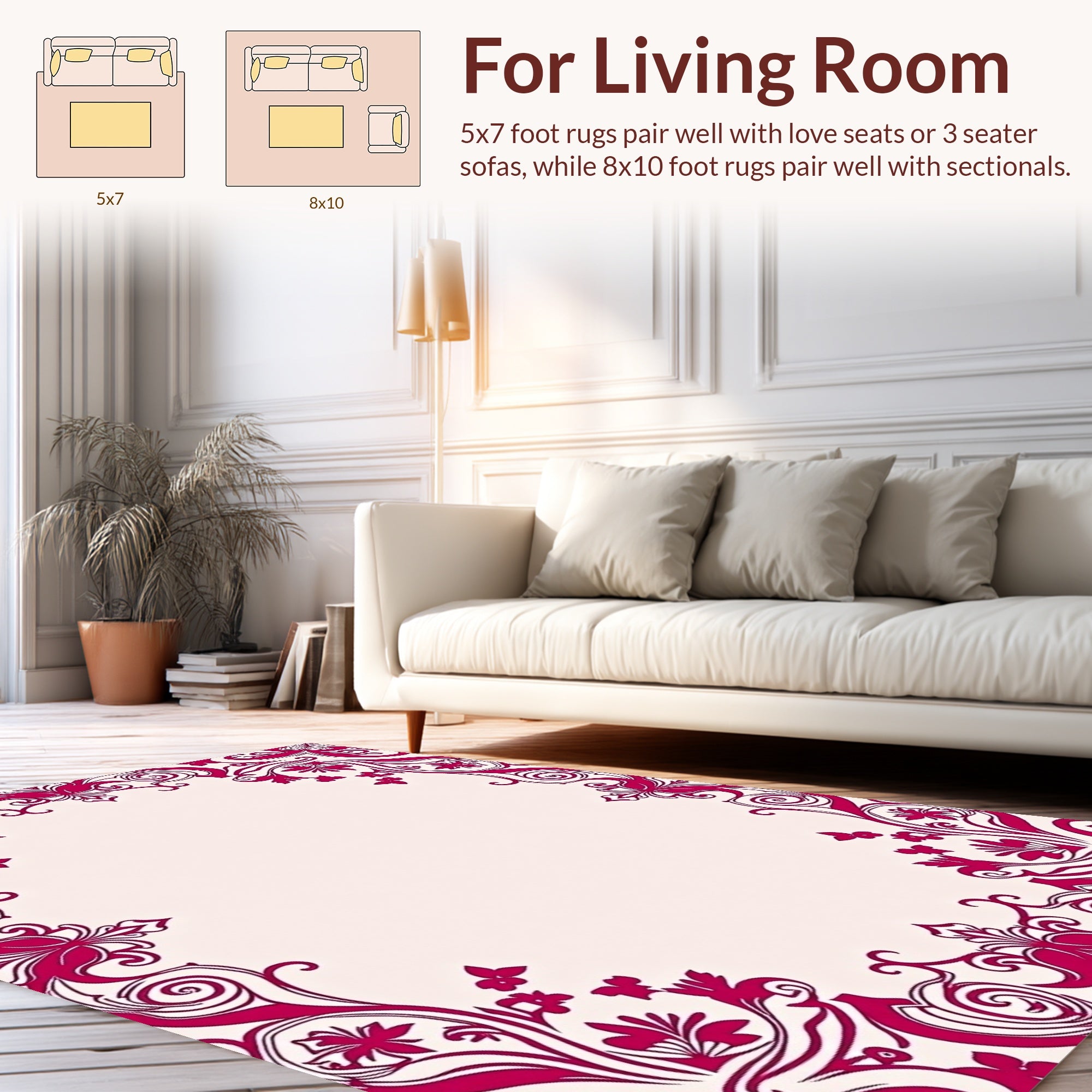 Ornate Floral Swirl Frame Design Rug