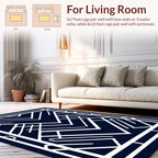 Art Deco White Geometric Pattern Rug