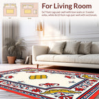 Red Yellow Floral Honeycomb Border Rug