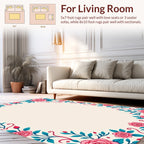 Pink Rose Teal Leaf Flourish Rug